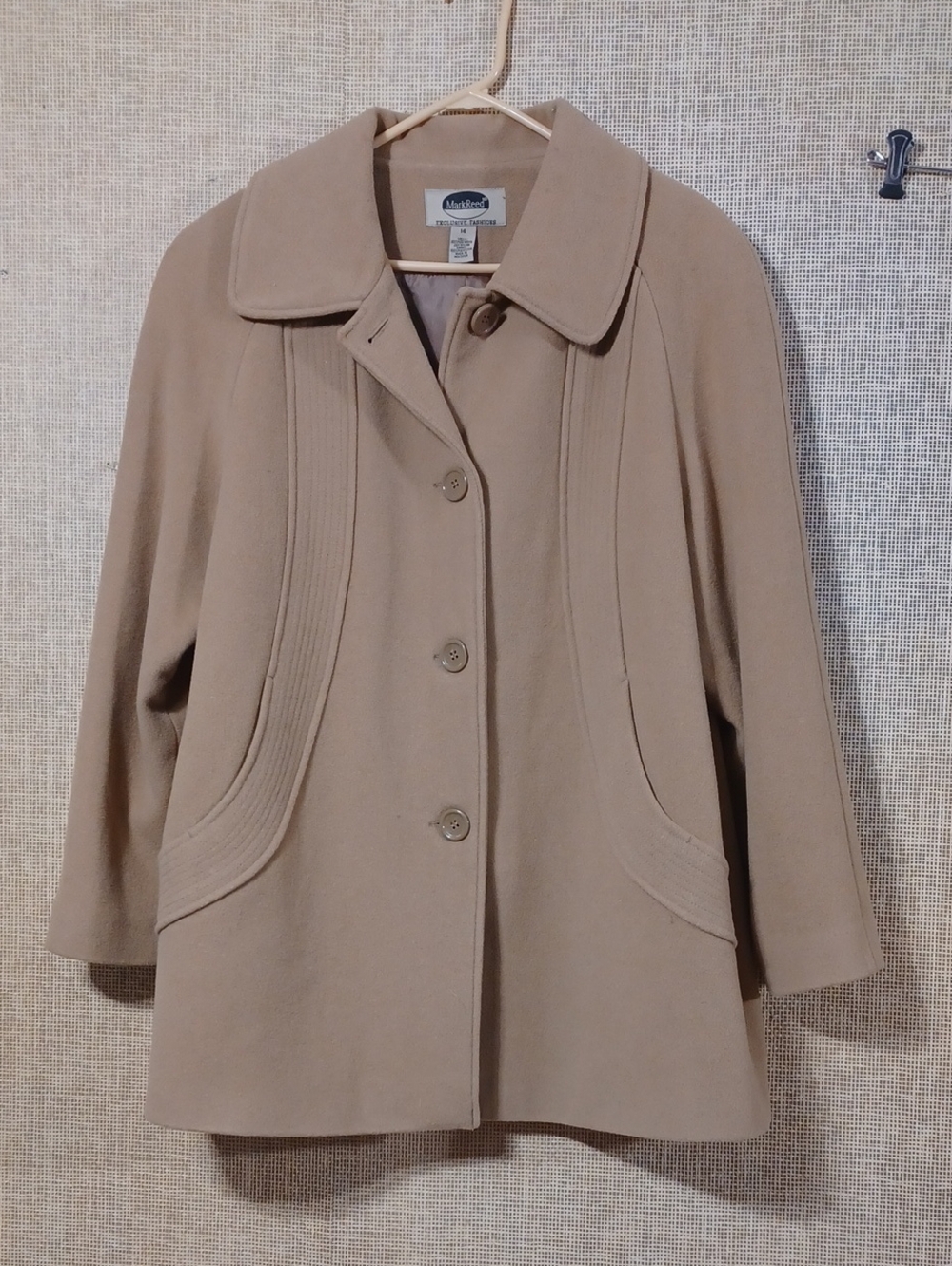 Women's Tan Wool-Blend Pea Coat